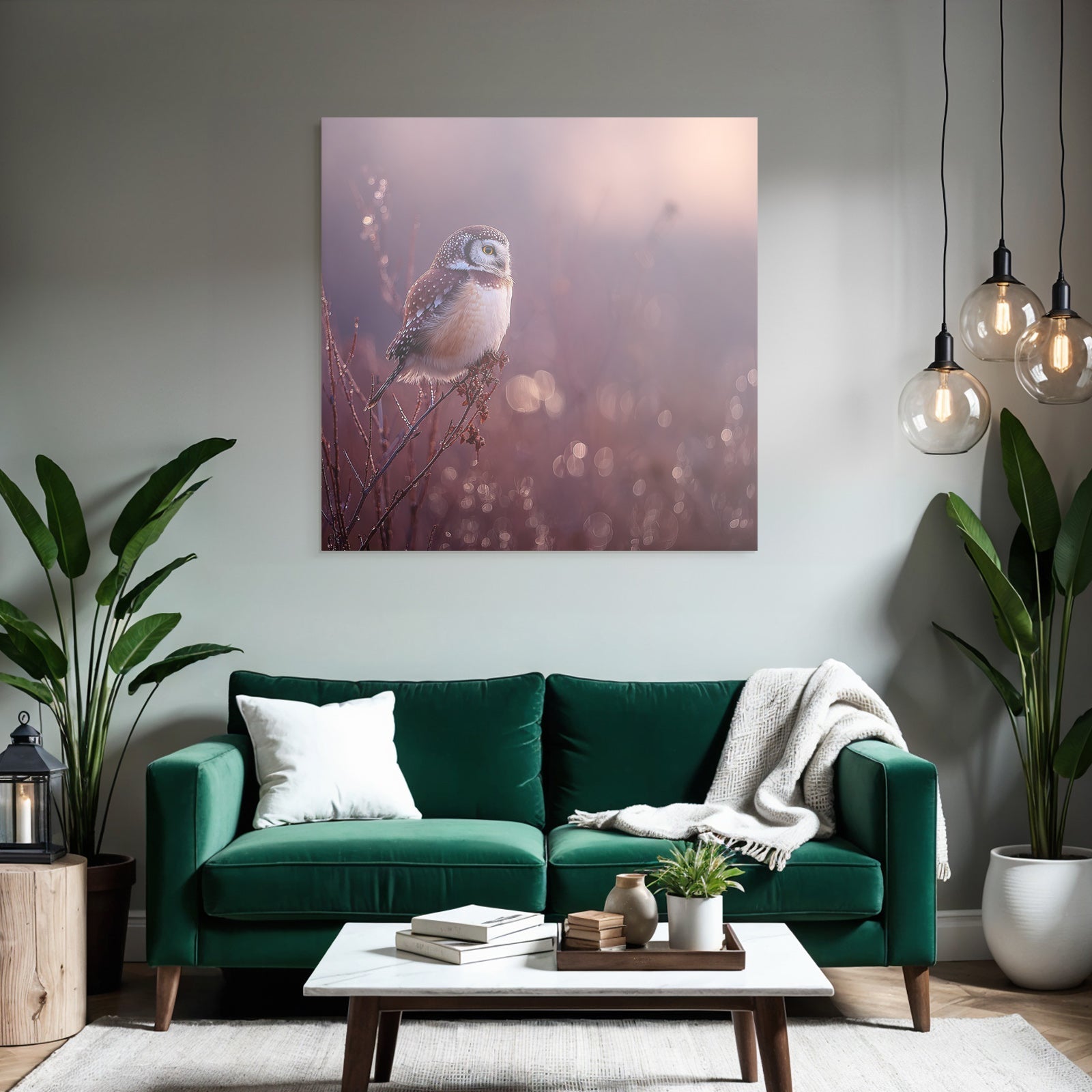 Eule Auf Ast Dreamy Hintergrund Dämmerung