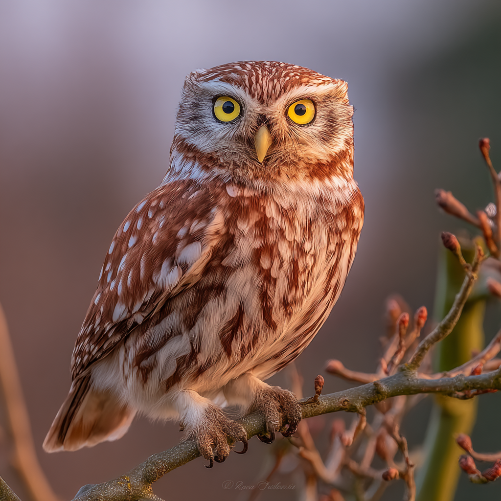 Kleine Eule Mit Gelben Augen Auf Einem Ast | Voegel | Tiere