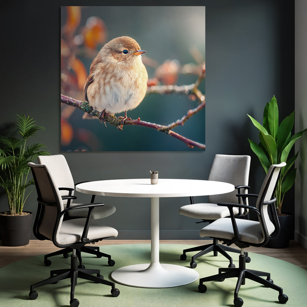 Kleiner Flaumiger Vogel Auf Einem Ast In Der Natur