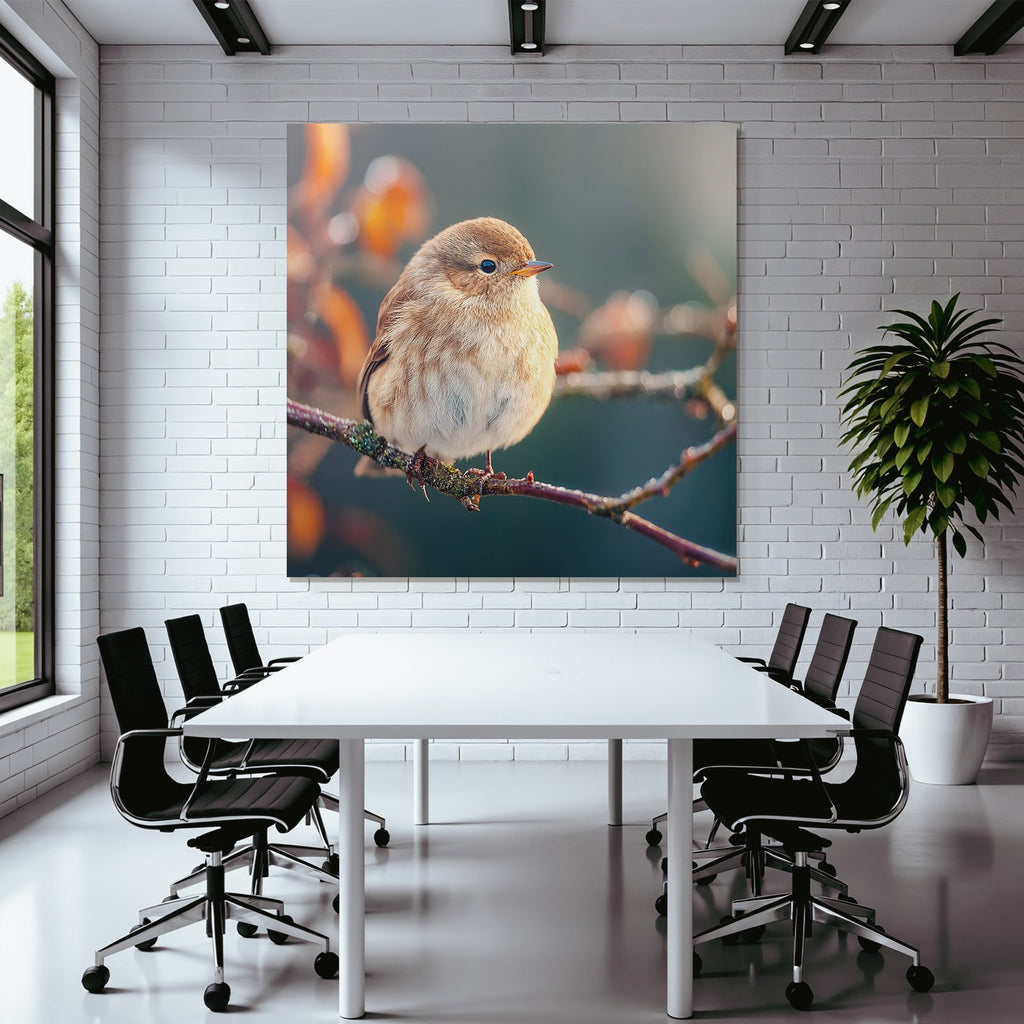 Kleiner Flaumiger Vogel Auf Einem Ast In Der Natur