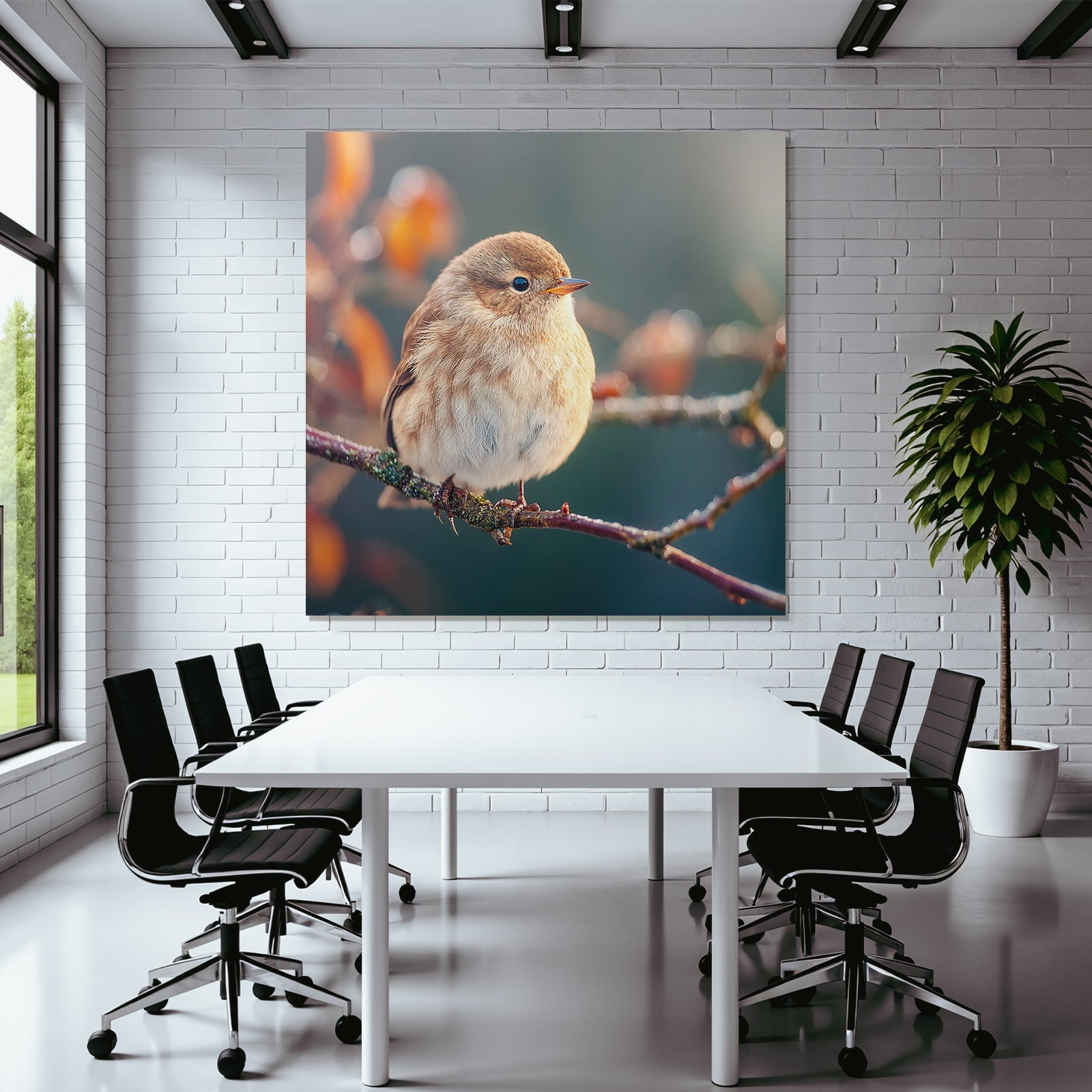 Kleiner Flaumiger Vogel Auf Einem Ast In Der Natur