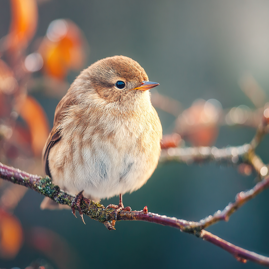 Kleiner Flaumiger Vogel Auf Einem Ast In Der Natur | Voegel | Tiere