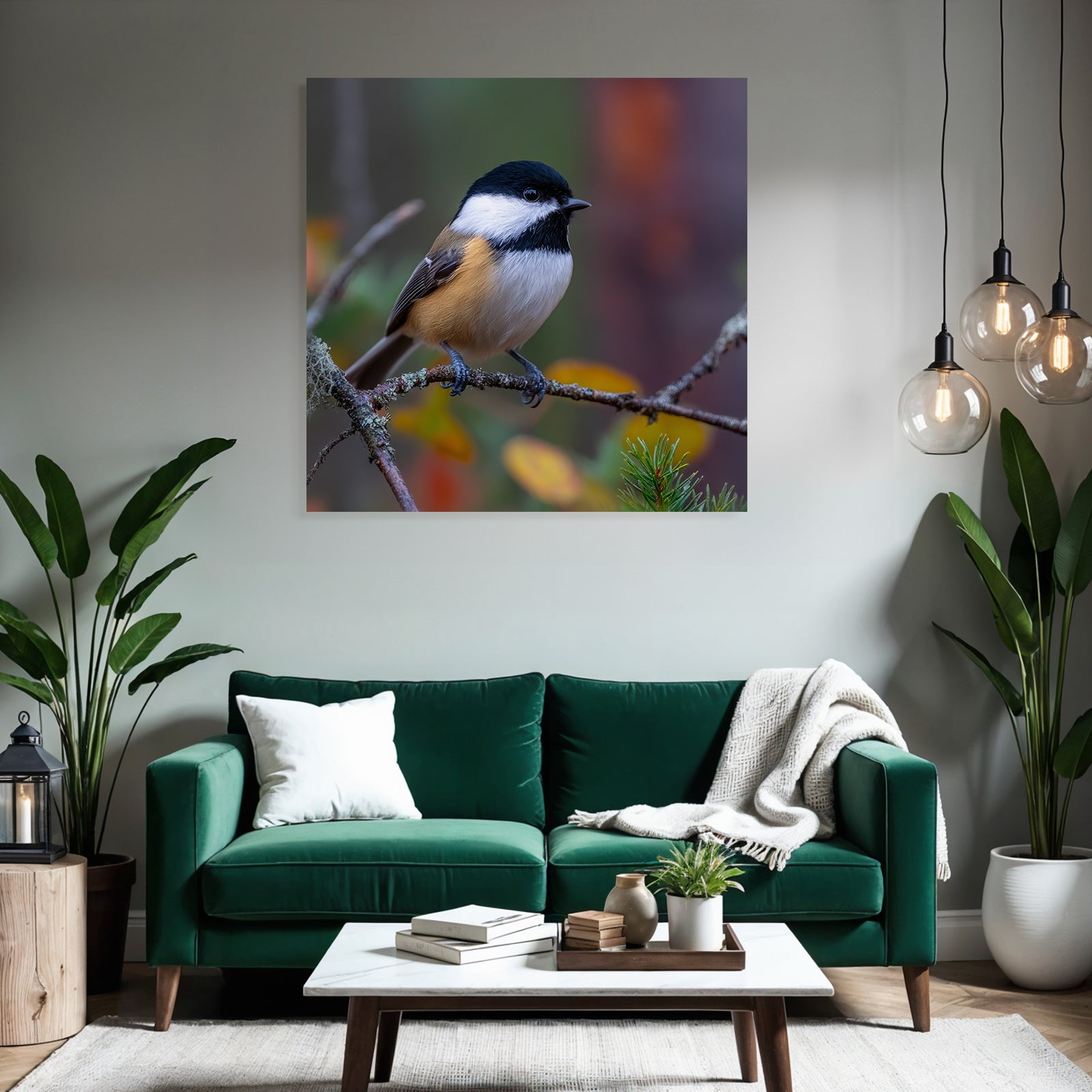 Kleiner Vogel Auf Ast Mit Schwarz Rot Gefiedert Hintergrund