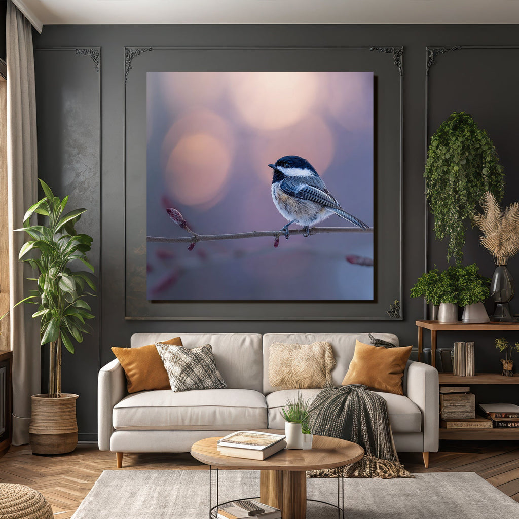 Kleiner Vogel Auf Einem Zweig Mit Unscharfem Hintergrund