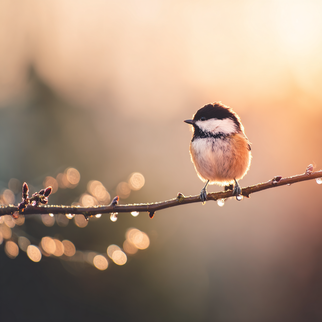 Kleiner Vogel Auf Einem Zweig Mit Weichem Licht Und Unscharfem Hintergrund | Voegel | Tiere