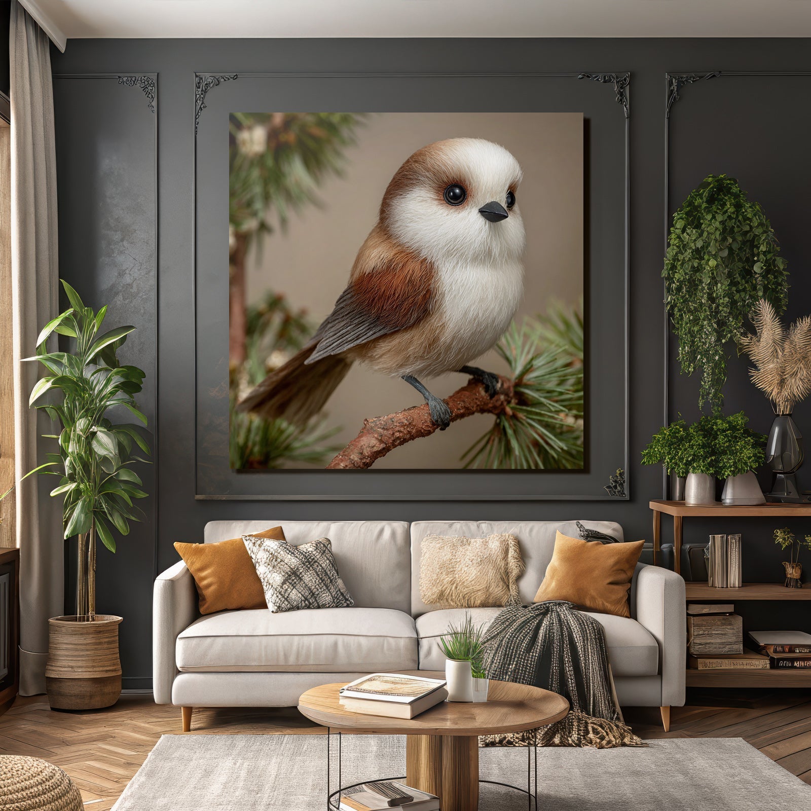 Kleiner Vogel Auf Einem Zweig Umgeben Von Grünery