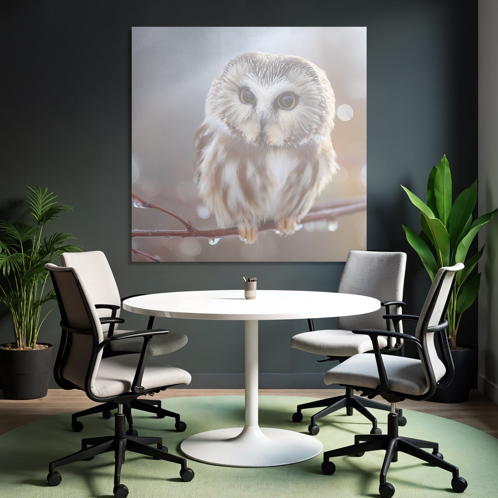 Owl Perched On Branch Natural Setting Blurred Background