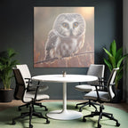 Owl Perched On Branch Natural Setting With Warm Tones