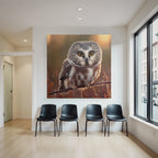 Owl Perched On Branch Natural Setting With Warm Tones