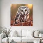 Owl Perched On Branch Natural Setting With Warm Tones