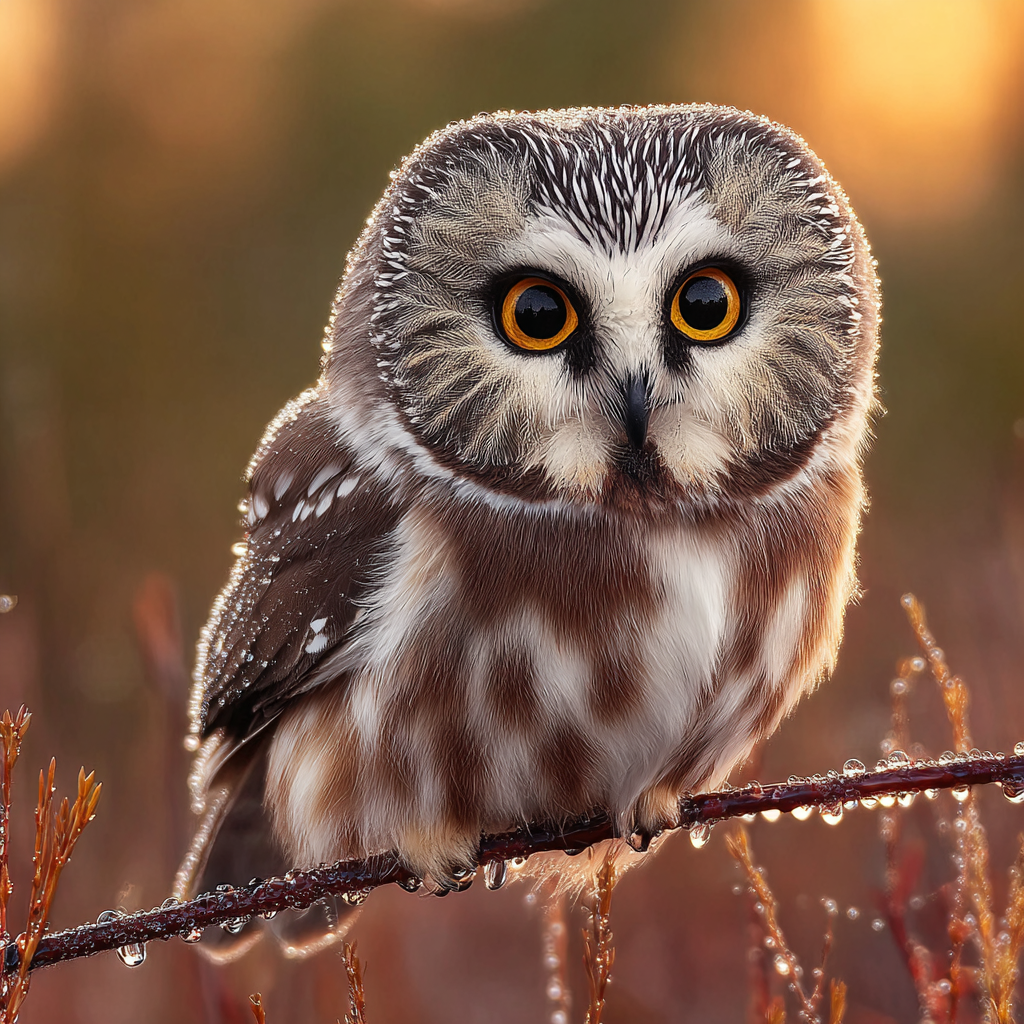 Owl Perched On Branch Natural Setting With Warm Tones | Voegel | Tiere