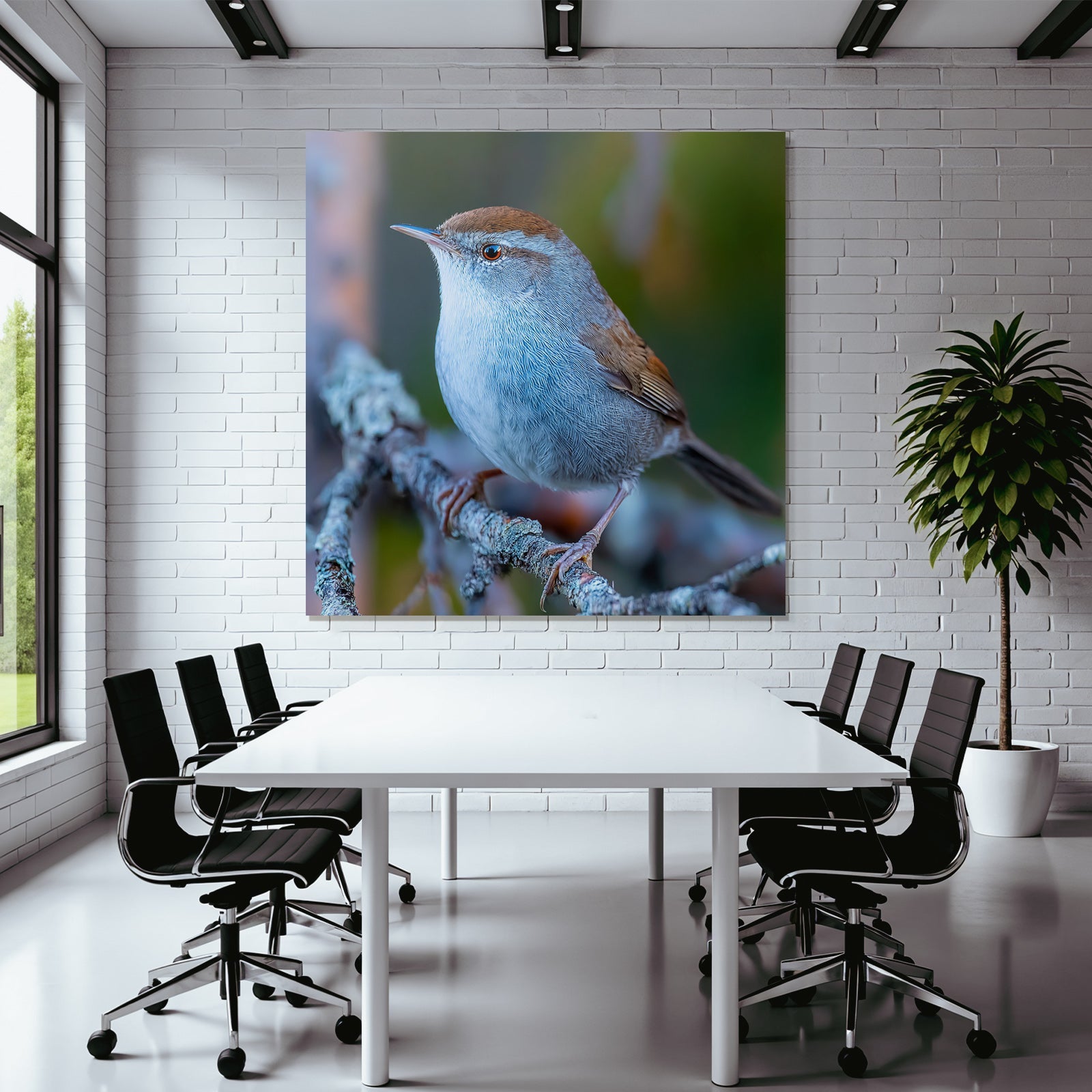 Vogel Auf Einem Ast Mit Graüm Körper Und Braunem Kopf
