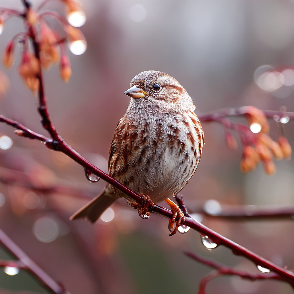 Vogel Auf Einem Ast Mit Wassertropfen Nach Regen | Voegel | Tiere