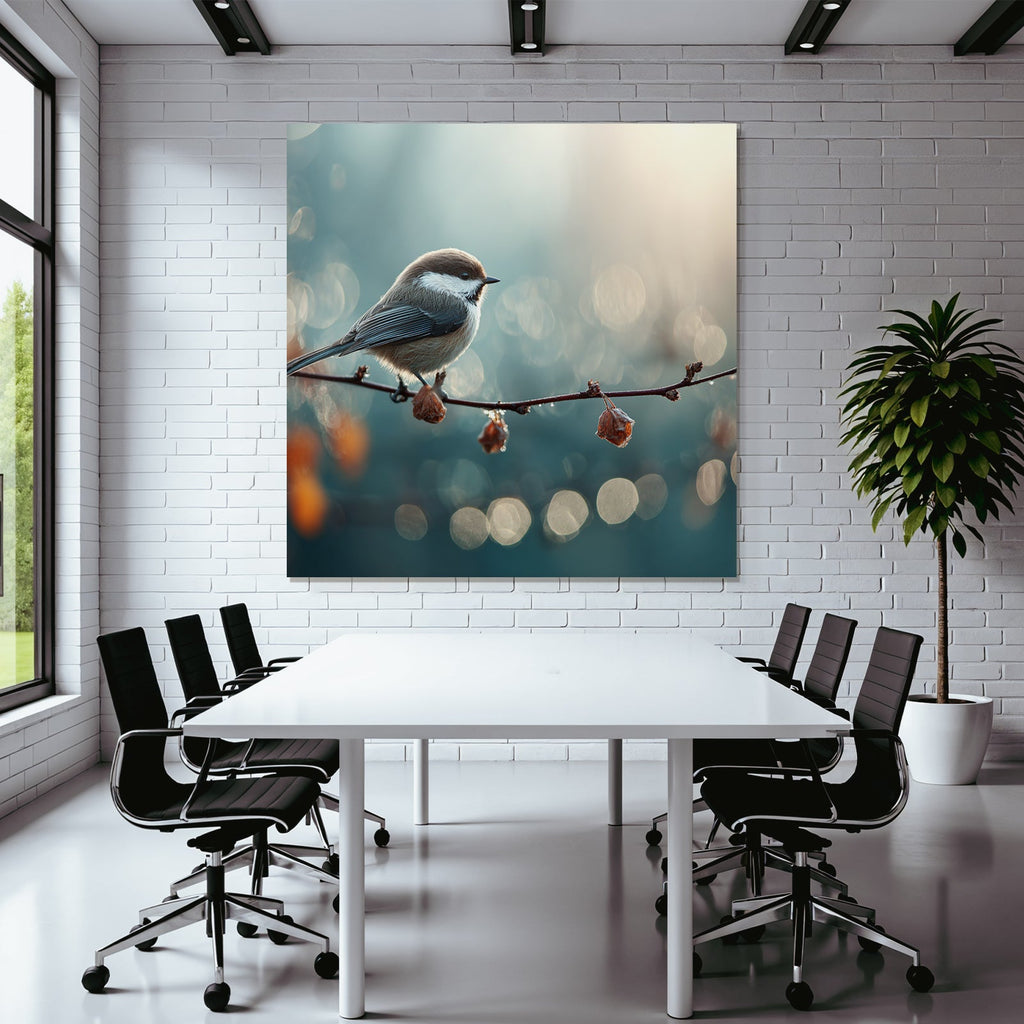 Vogel Auf Einem Zweig Mit Unscharfem Hintergrund Dämmerungslicht