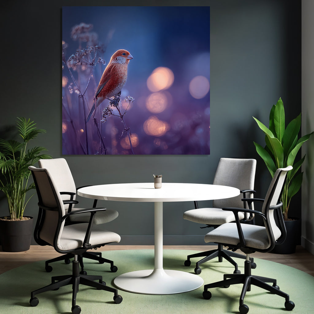Vogel Auf Zweig Mit Warmem Bokeh Hintergrund Rotbraun Gemustert