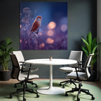 Vogel Auf Zweig Mit Warmem Bokeh Hintergrund Rotbraun Gemustert