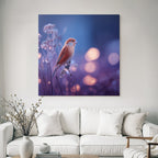 Vogel Auf Zweig Mit Warmem Bokeh Hintergrund Rotbraun Gemustert