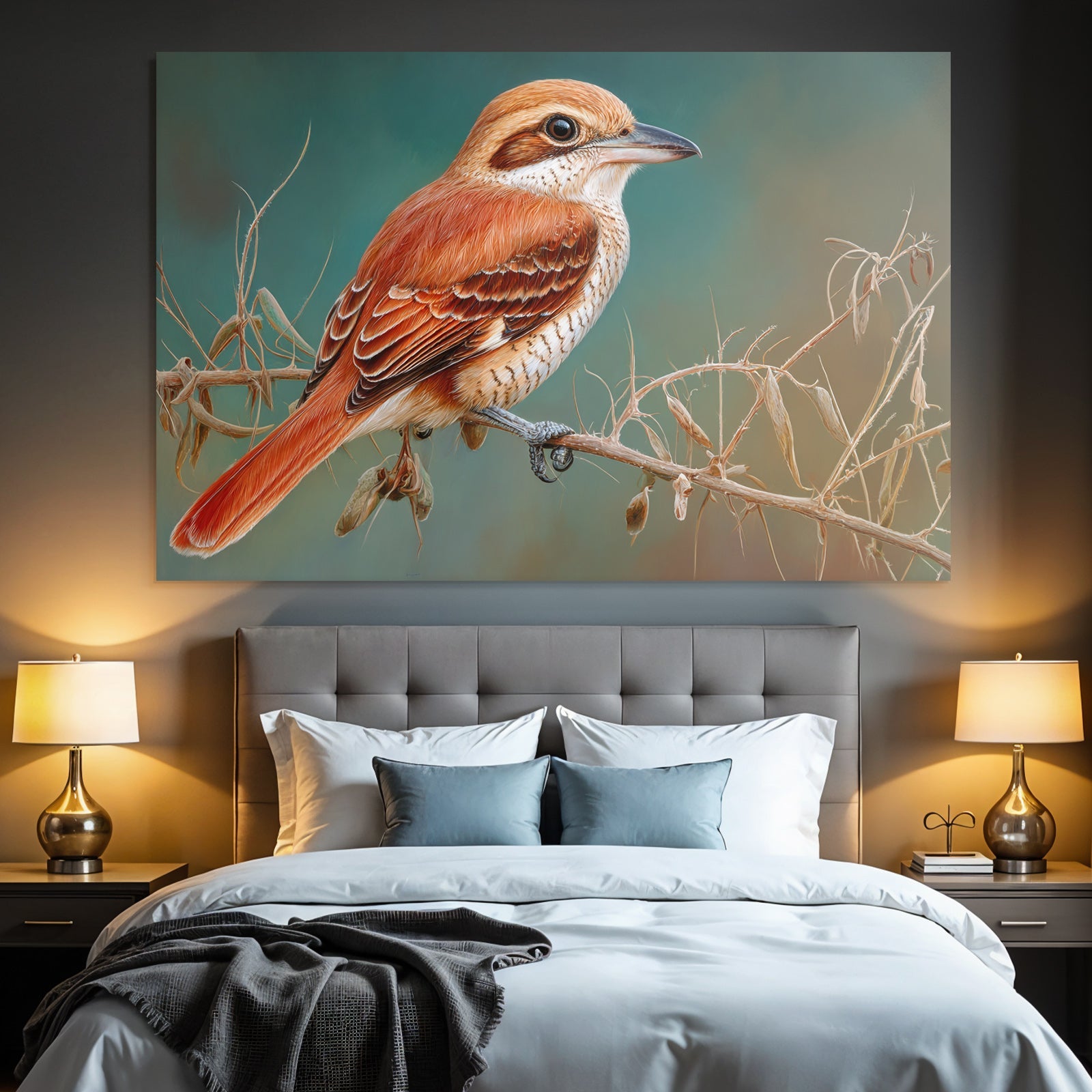 Bunter Vogel Auf Einem Zweig Digitale Malerei Lebendige Farben