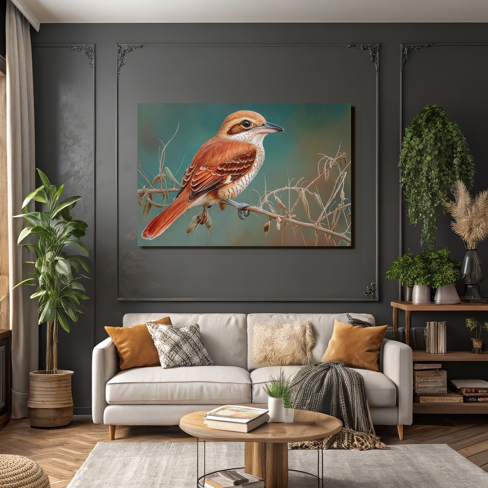 Bunter Vogel Auf Einem Zweig Digitale Malerei Lebendige Farben