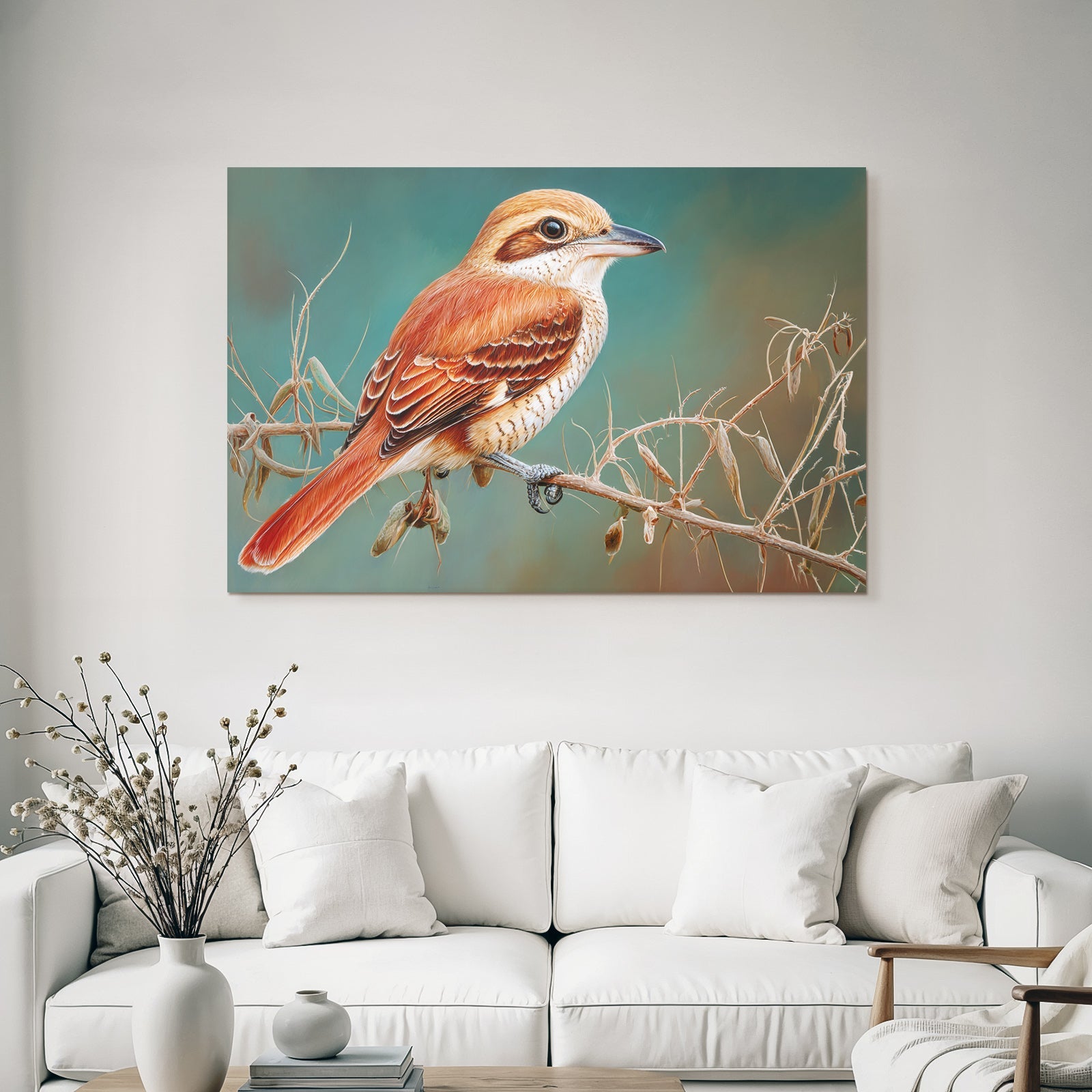 Bunter Vogel Auf Einem Zweig Digitale Malerei Lebendige Farben