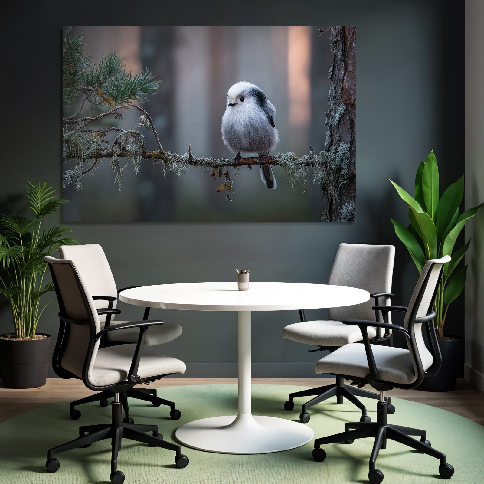 Kleiner Vogel Auf Einem Ast Im Wald Setting Mit Blätter Unscharf Hintergrund