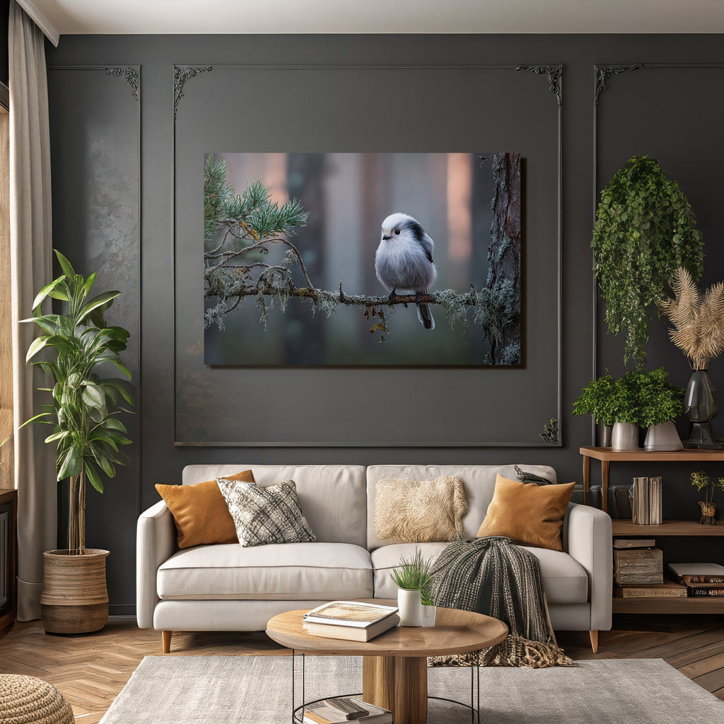 Kleiner Vogel Auf Einem Ast Im Wald Setting Mit Blätter Unscharf Hintergrund