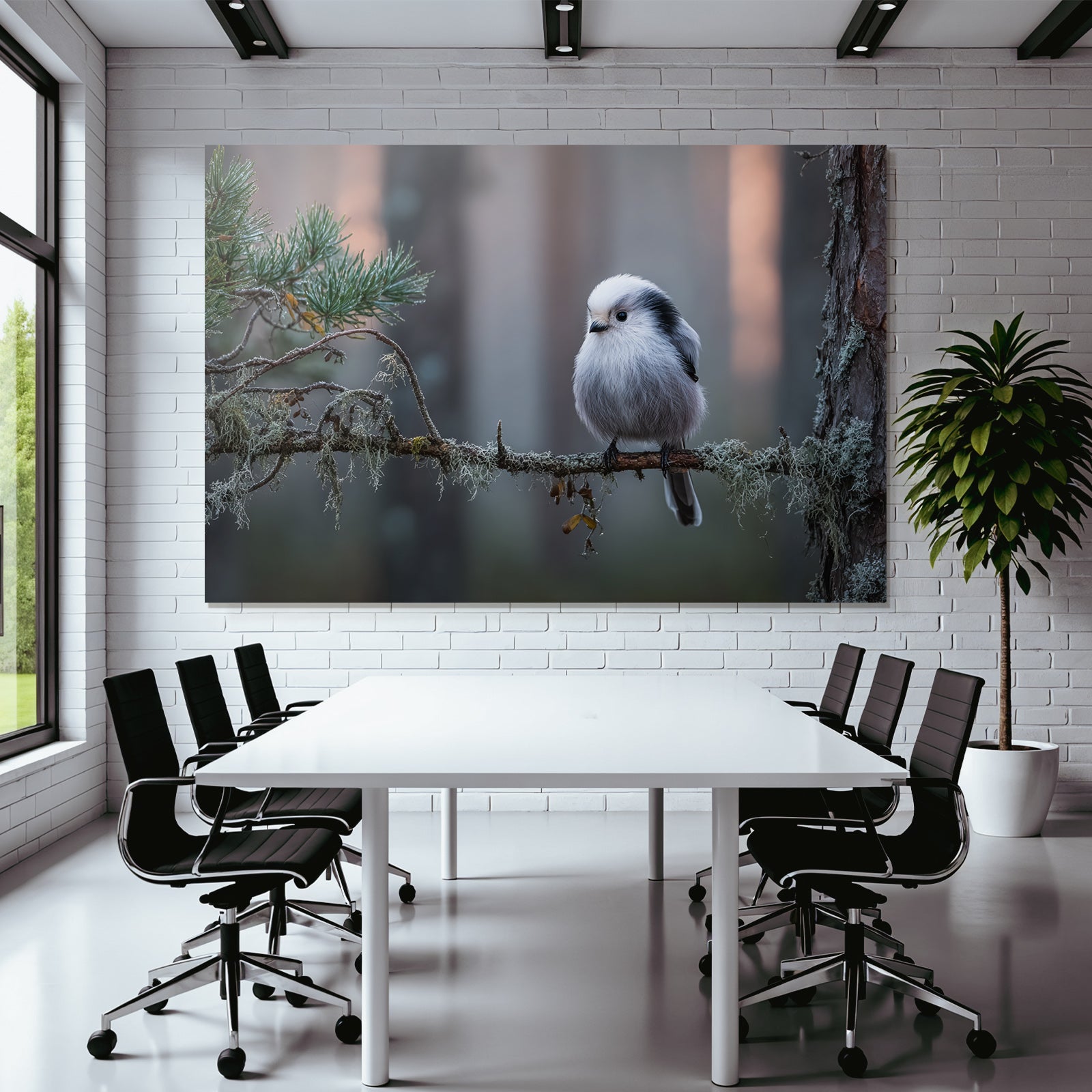 Kleiner Vogel Auf Einem Ast Im Wald Setting Mit Blätter Unscharf Hintergrund