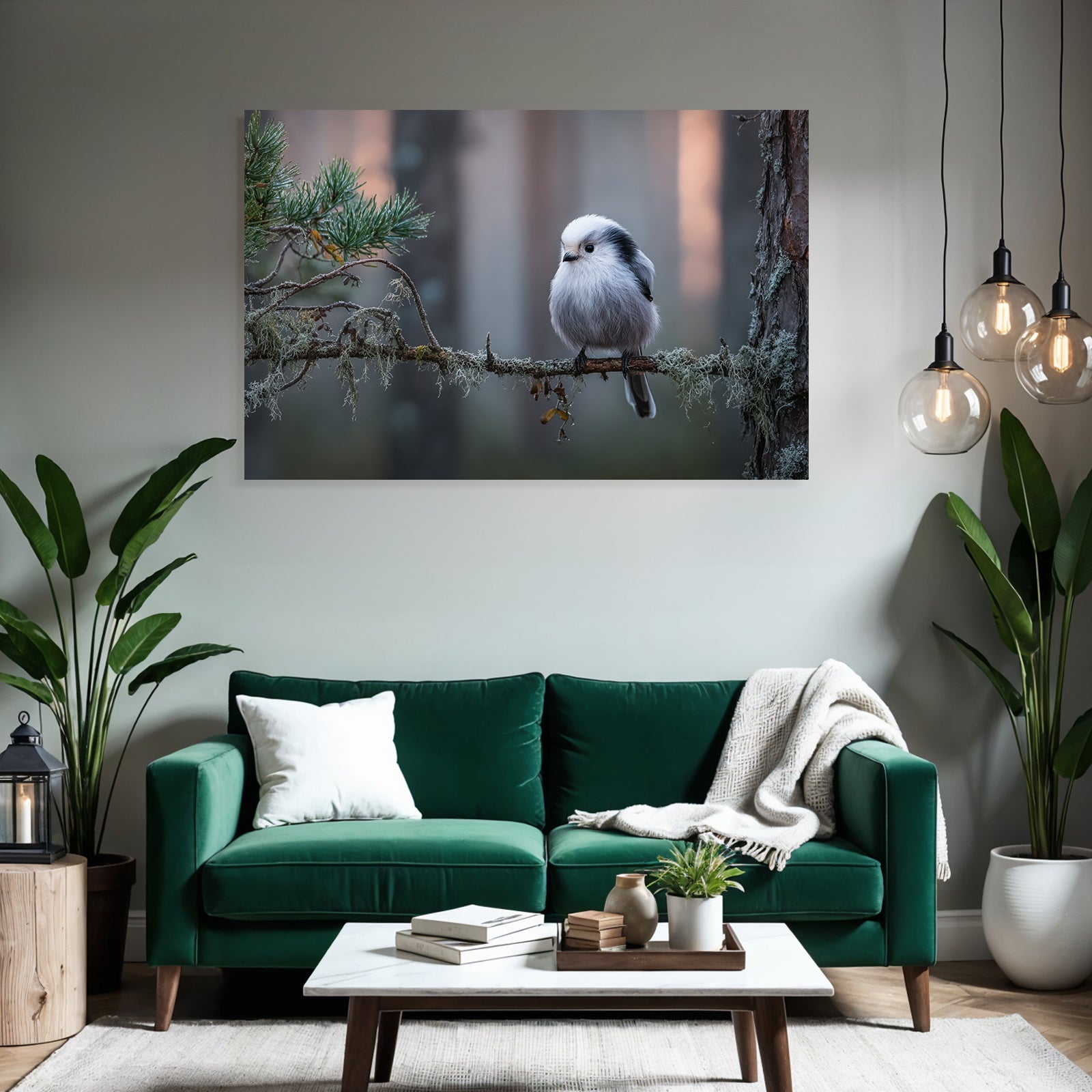 Kleiner Vogel Auf Einem Ast Im Wald Setting Mit Blätter Unscharf Hintergrund