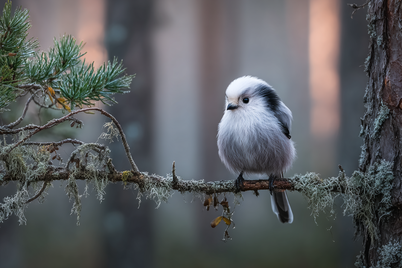 Kleiner Vogel Auf Einem Ast Im Wald Setting Mit Blätter Unscharf Hintergrund | Voegel | Tiere