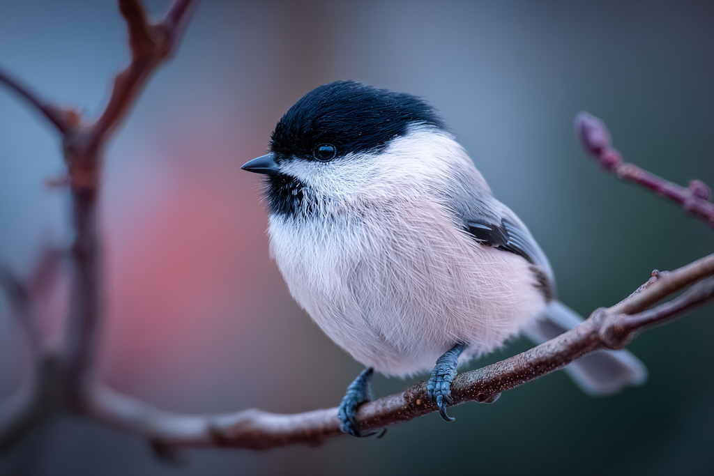 Kleiner Vogel Auf Einem Ast Mit Schwarz Weissen Gefieder | Voegel | Tiere