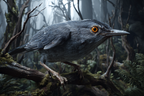 Vogel Auf Einem Ast Im Nebligen Wald Mit Details Und Grünem Hintergrund | Voegel | Tiere