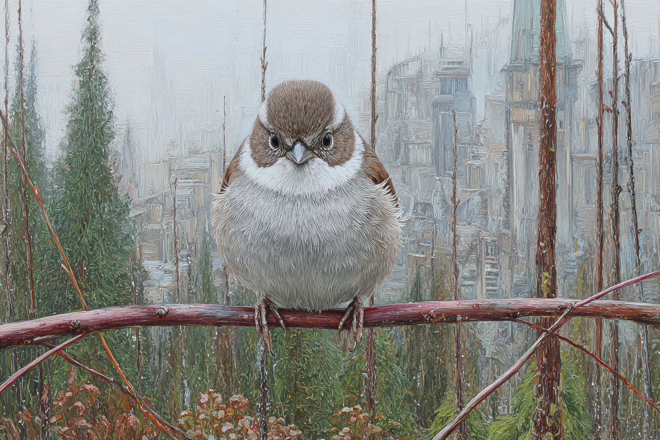 Vogel Auf Einem Ast Mit Städtischem Horizont Im Hintergrund | Voegel | Tiere