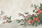 Schlange Mit Bluhenden Blüten Und Blättern Im Botanischen Stil