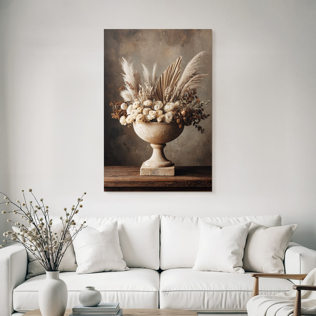 Trocken Retro Flowers Getrocknete Arrangement Im Stein Vase Deko