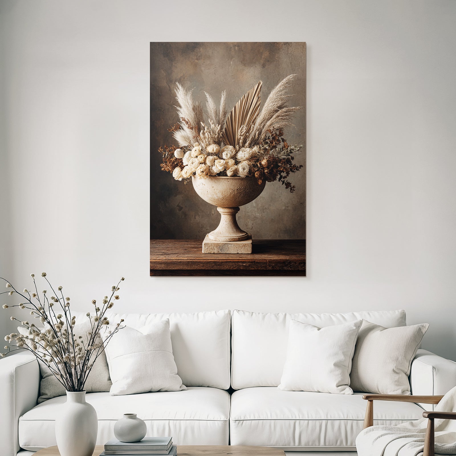 Trocken Retro Flowers Getrocknete Arrangement Im Stein Vase Deko