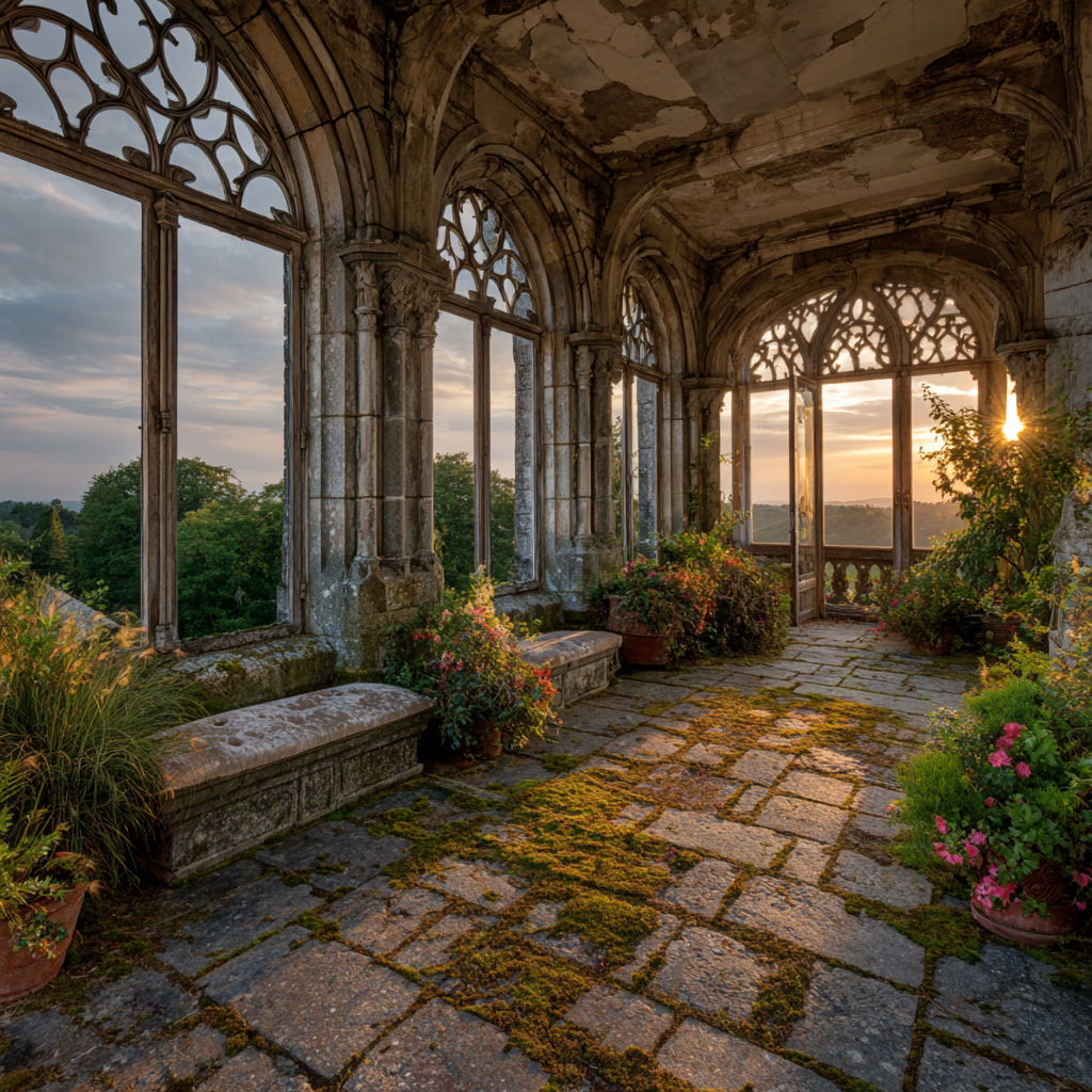 Schöner Partiell Zerstörter Raum Mit Pflanzen Und Sonnenschein | Lost Places | Architektur