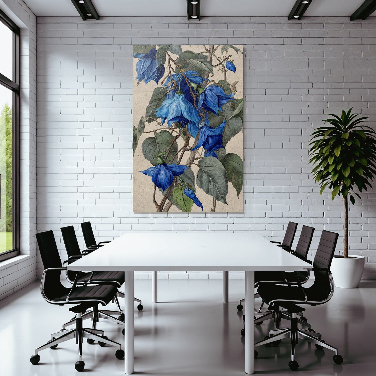 Botanische Illustration Blaü Und Grune Blätter