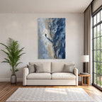 Yoga Meditation Einsame Figur Im Abstrakten Landschaft Blue Beige | Yoga und Meditation | Themen und Hobbys