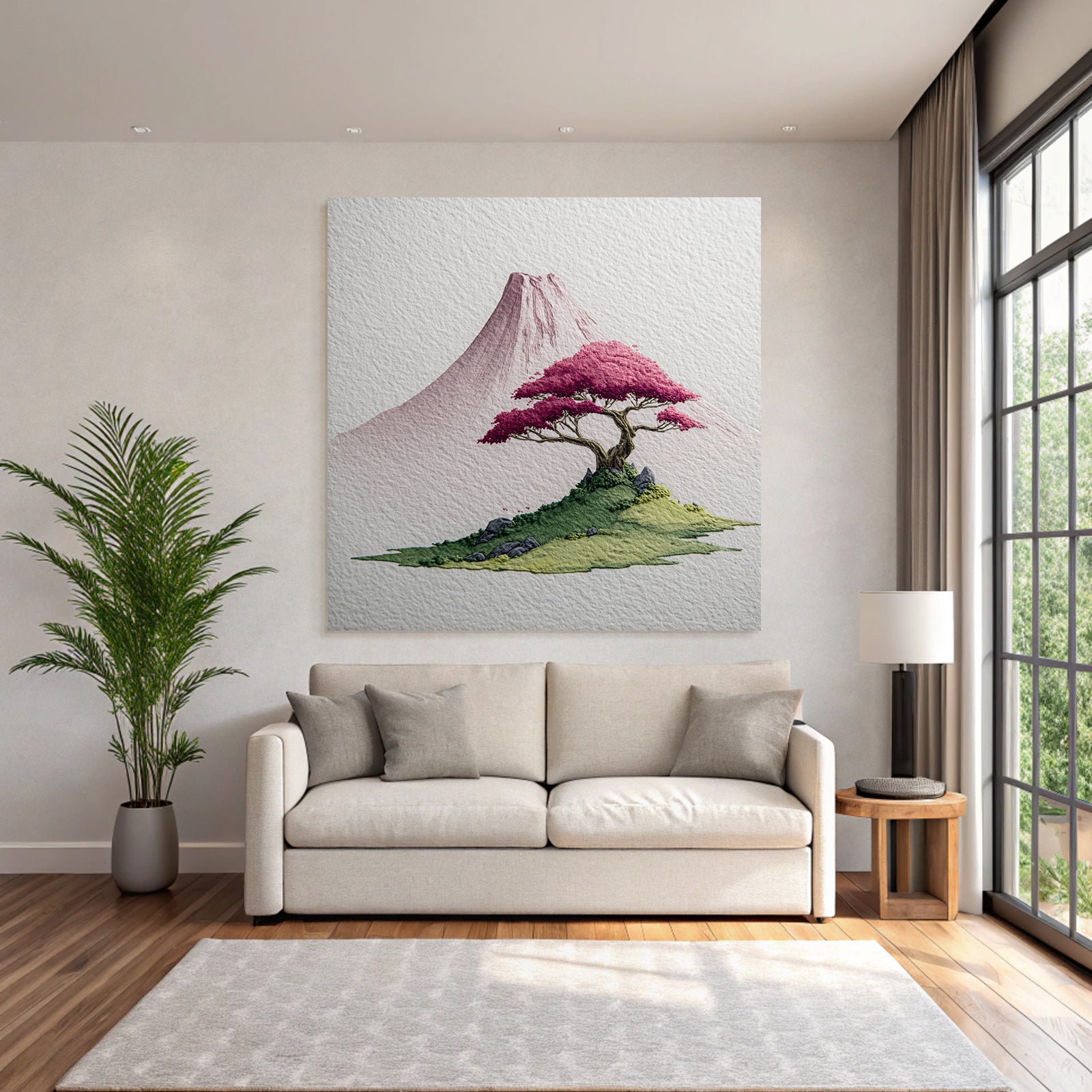 Kirschblütenbaum Vor Japanischer Berglandschaft