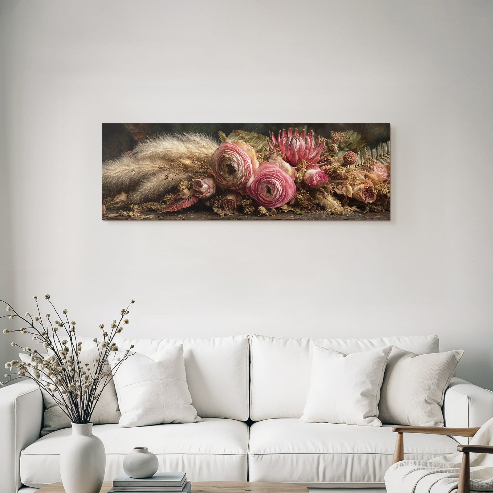 Trocken Retro Flowers Florale Anordnung Mit Rosen Und Getrockneten Pflanzen Elegant Kunstvoll