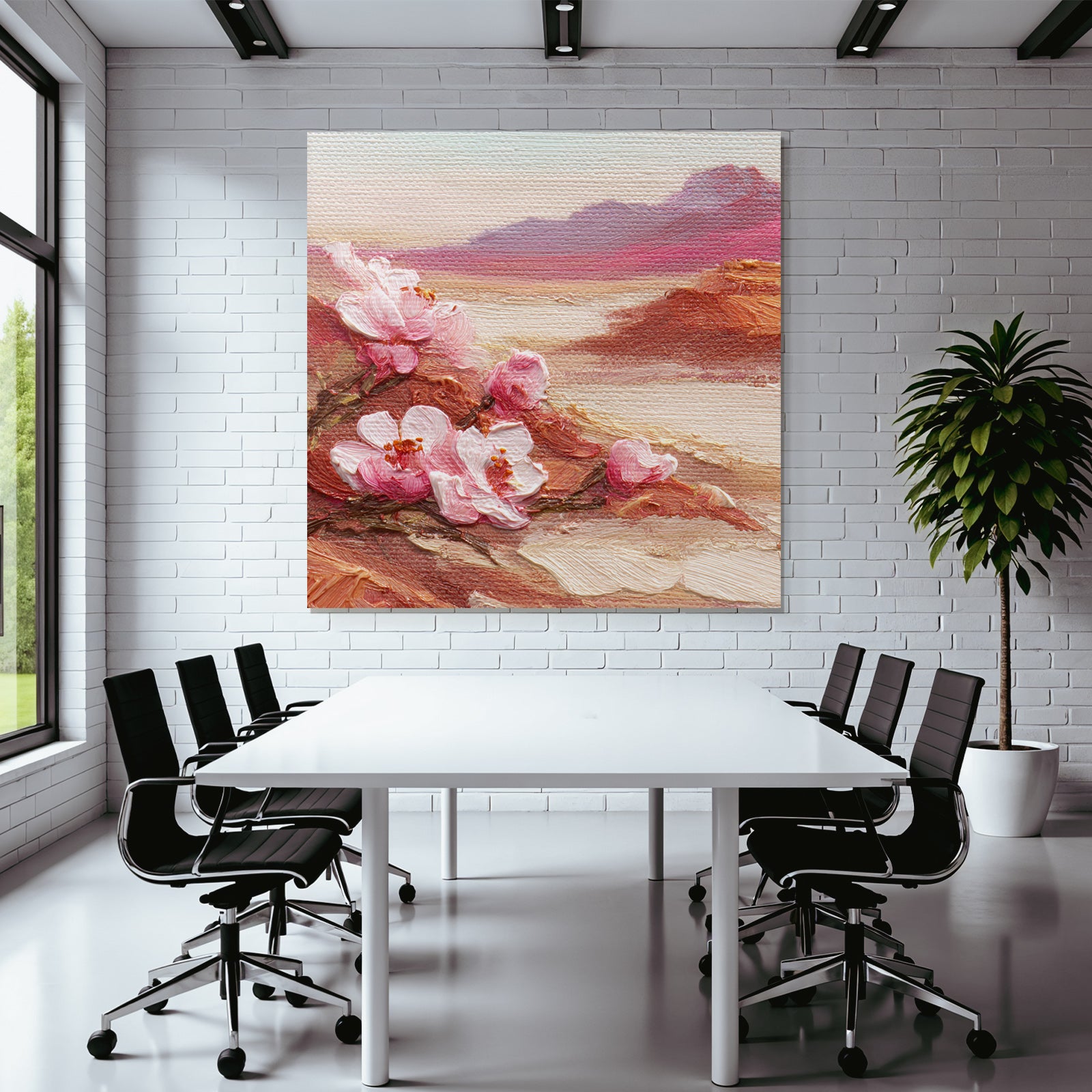 Zarte Rosa Blüten Vor Pastellgebirge