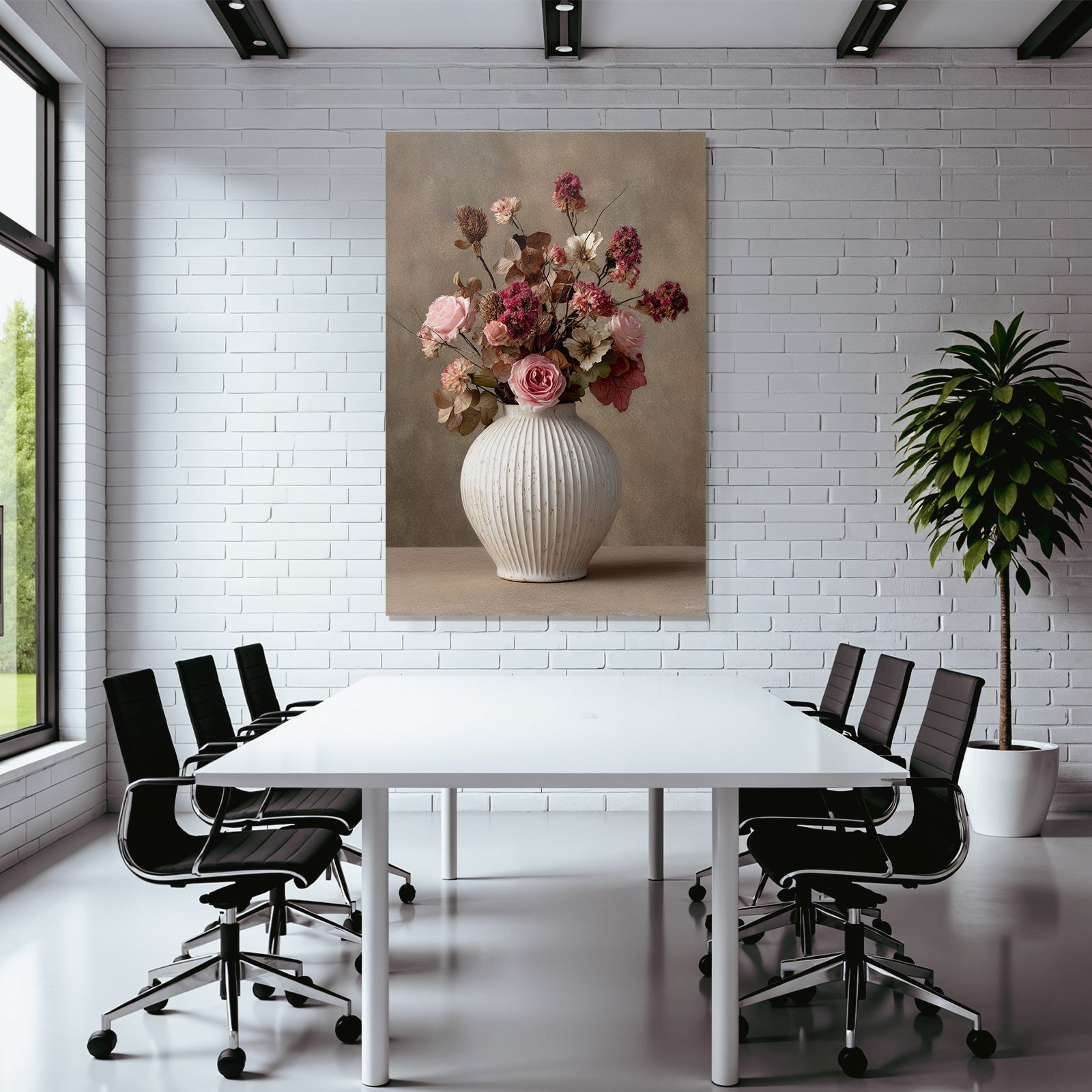 Trocken Retro Flowers Schöne Anordnung In Einem Dekorativen Vase Mit Rosen Und Dried Foliage