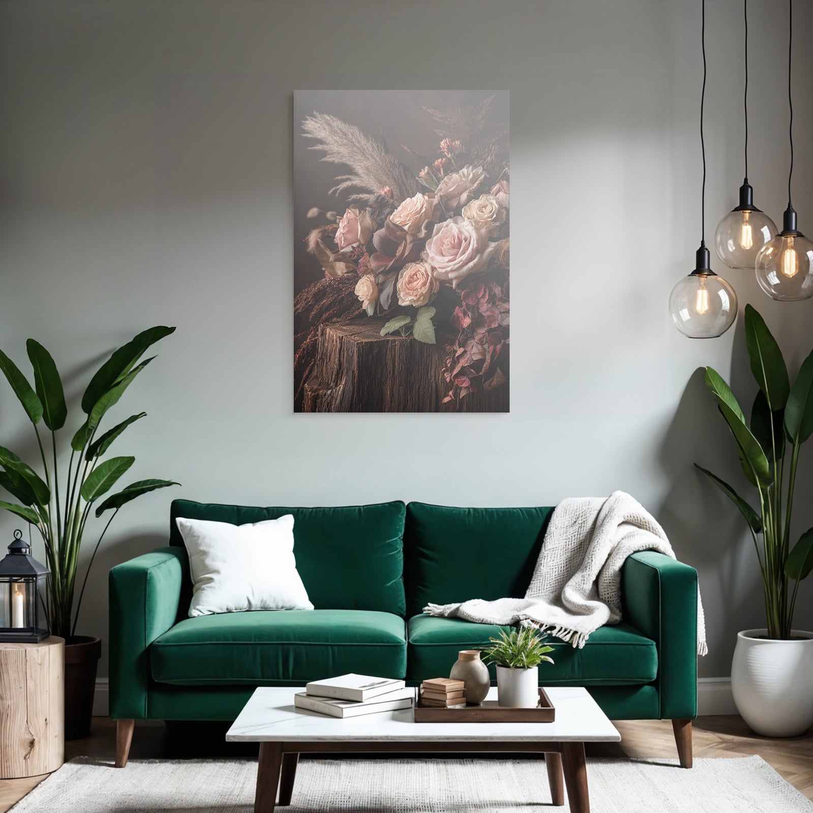 Trocken Retro Flowers Blumiger Strauss Mit Rosen Auf Holzoberfläche