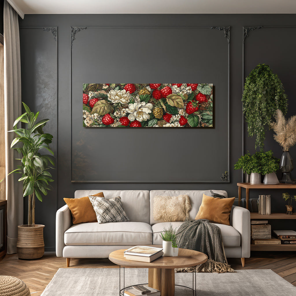 Vintage Botanische Illustration Mit Himbeeren Brombeeren Und Grünen Blättern