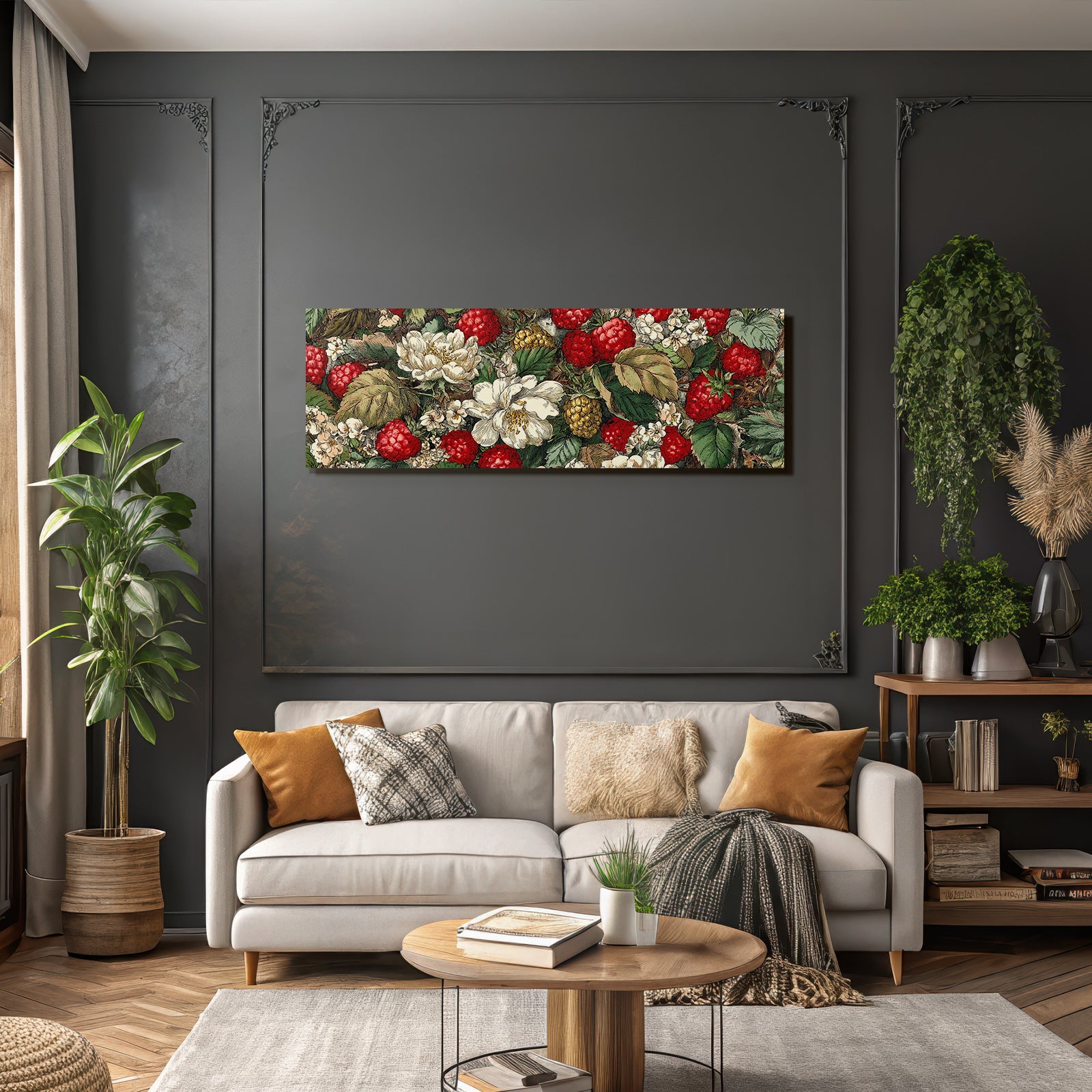 Vintage Botanische Illustration Mit Himbeeren Brombeeren Und Grünen Blättern