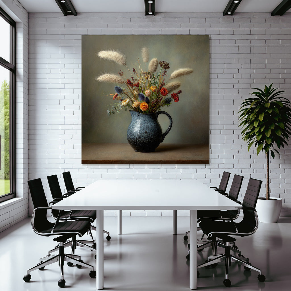 Trocken Retro Flowers Trockene In Schwarzem Gefäss Stillleben Arrangement