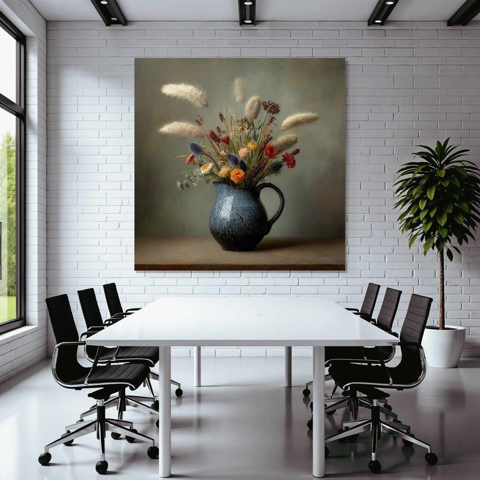 Trocken Retro Flowers Trockene In Schwarzem Gefäss Stillleben Arrangement
