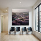 Landschaft Mit Heideblumen Modernen Architektur Dawn Dusk | Duenen und Heide | Landschaften