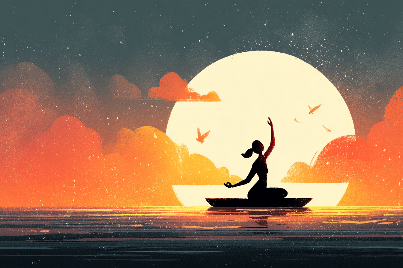 Yoga Meditation Stille Meditation Im Boot Bei Sonnenuntergang | Yoga und Meditation | Themen und Hobbys