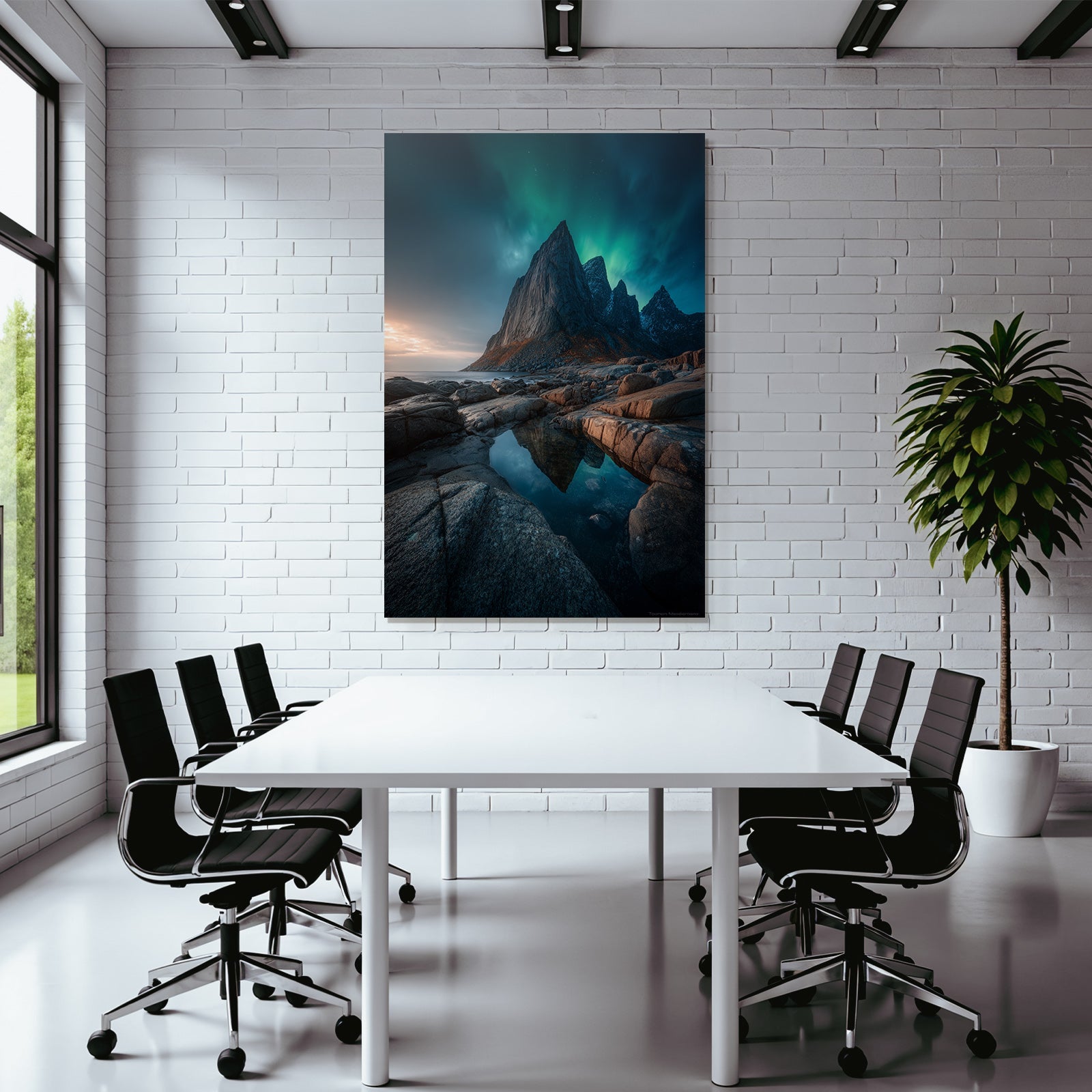 Polarlicht Dramatische Landschaft Mit Gebirgen Und Aurora | Fjorde und Gletscher | Landschaften